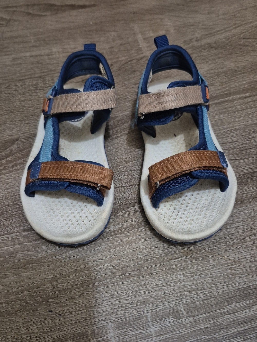 OshKosh B'gosh Navy and Brown Kids Hook-and-Loop Sandals